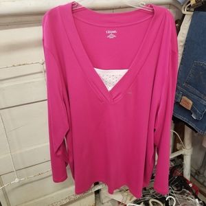 Liz & Me 4X Pink Long Sleeve Tee Shirt Top NWT